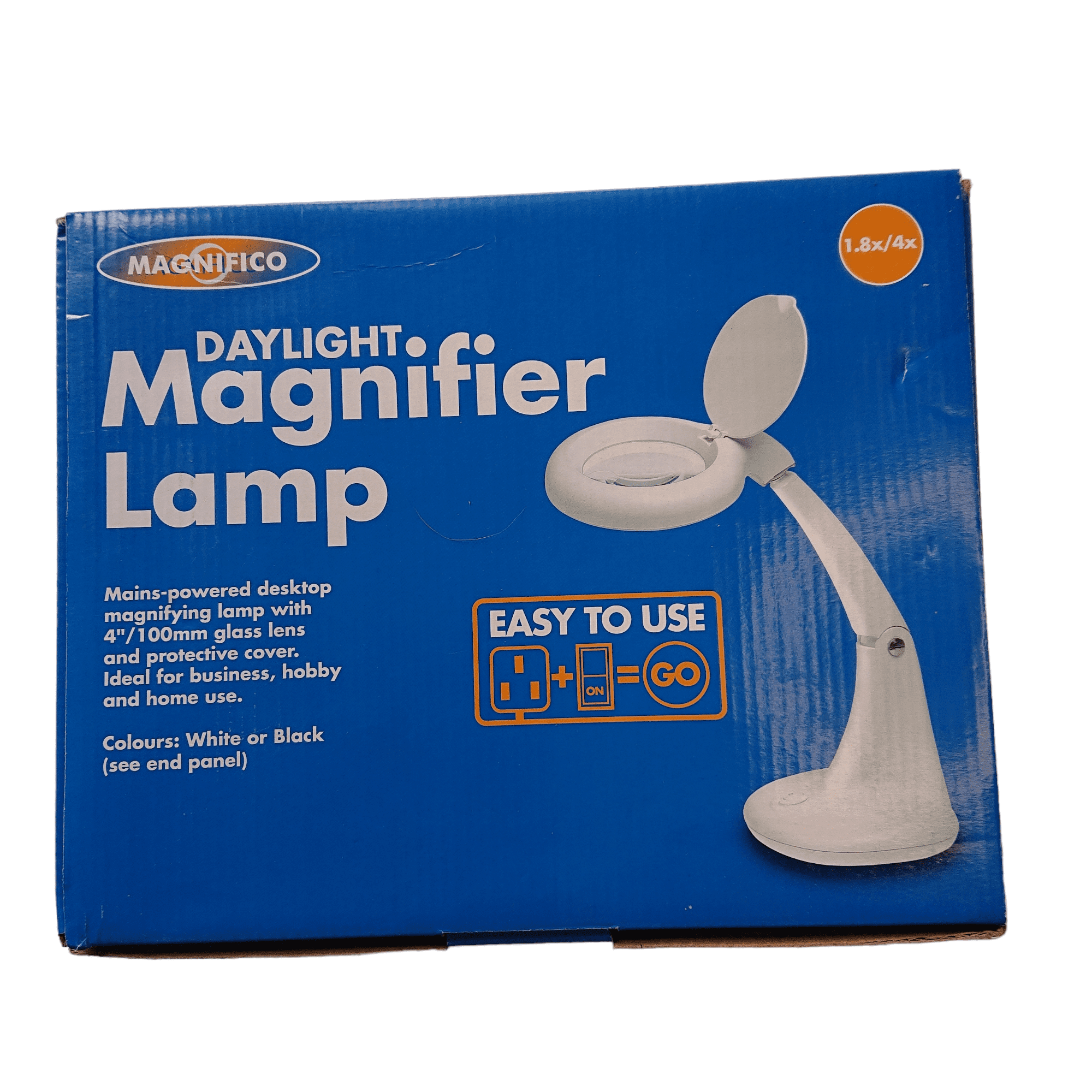 box of the daylight magnifier lamp with UK plug