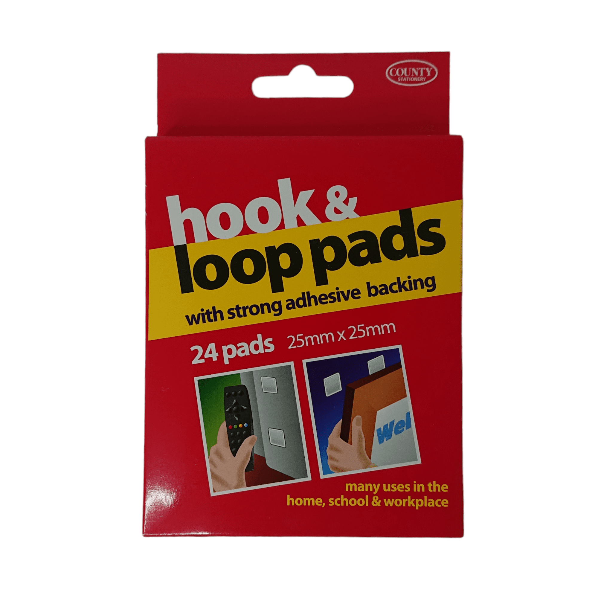 hook and loop pads set, like velcro, with 24 pads 25mm by 25mm, self adhesive