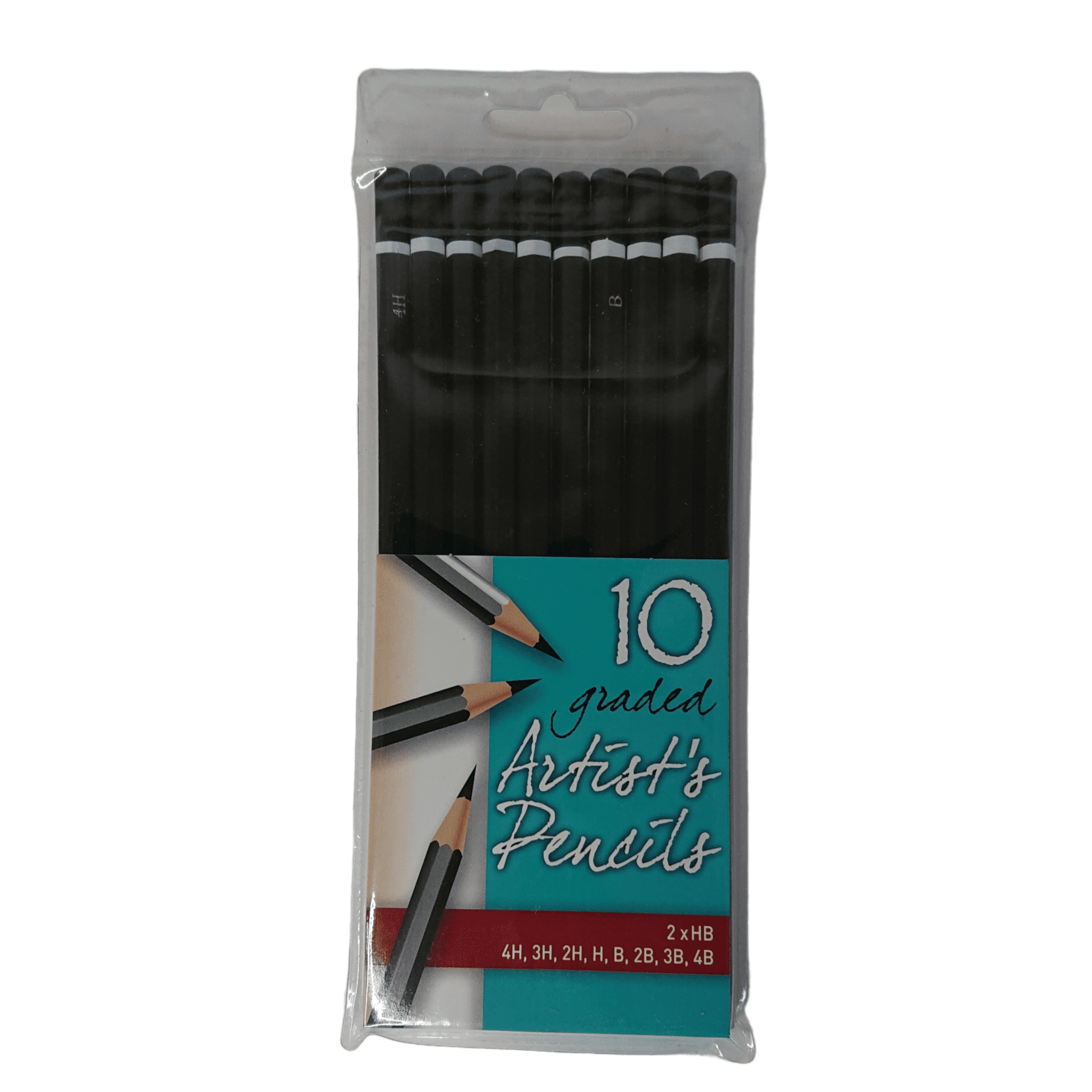 set of 10 graded artist's pencils 4H to 4B with 2 HB