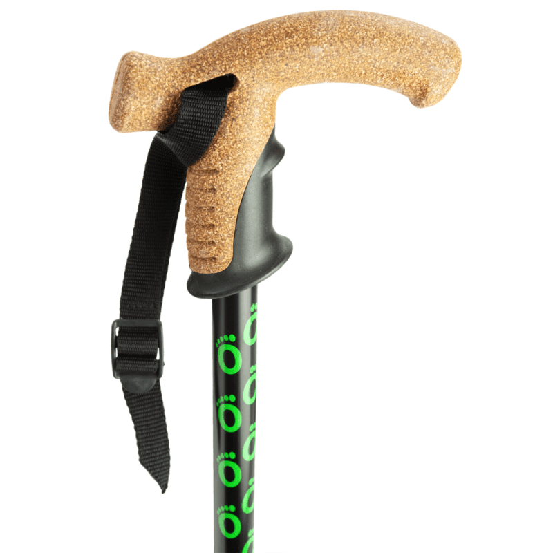 Cork handle on black flexyfoot walking stick
