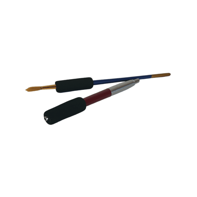 Black pen grips on paintbrush and parker pen