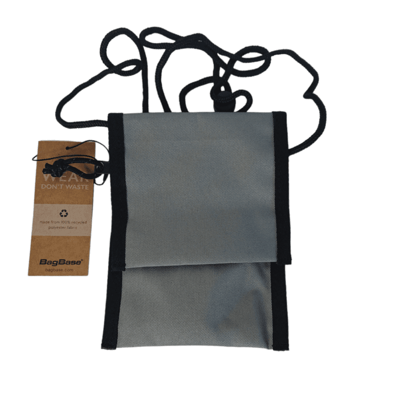 grey bag or pouch showing adjustable shoulder strap