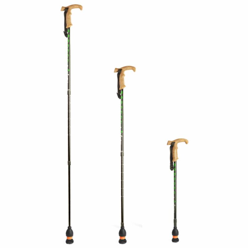 Flexyfoot urban hiking poles showing the range of heights