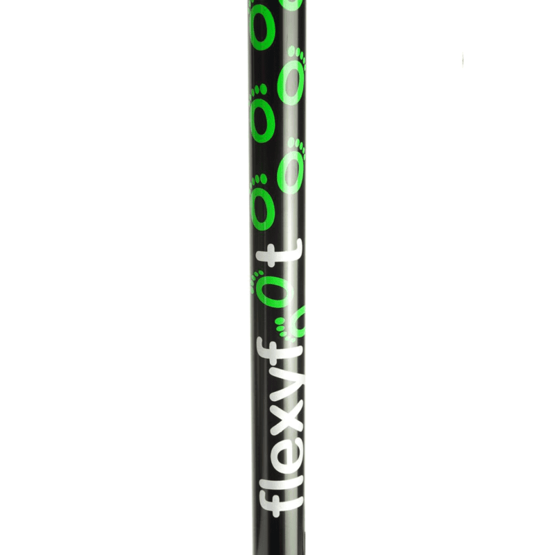 Flexyfoot branding on the black walking stick