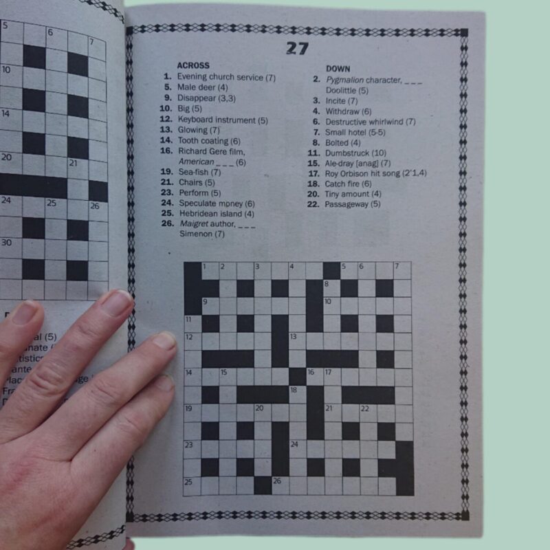 An example page from the large print or large letter crossword puzzle book.