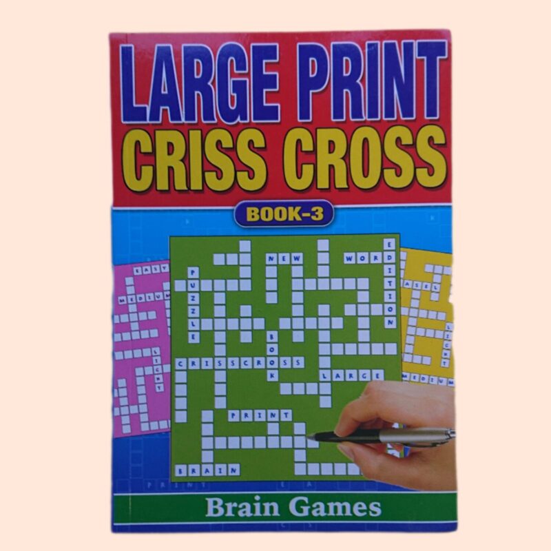 Large print or large font criss cross book or word fit puzzle book in a5 size