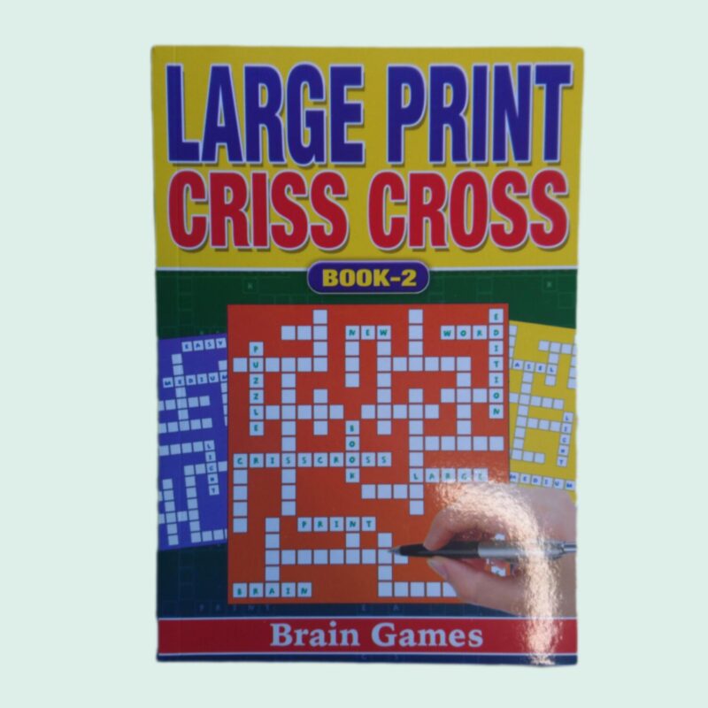 Large print or large font criss cross book or word fit puzzle book in a5 size